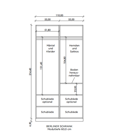 Moebel Horzon EINPERSONEN-Kleiderschrank